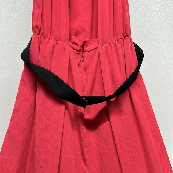 Jill Stuart Dress Maxi Crepe Evening Gown Long Sleeveless Belted Red New 10 - Picture 8 of 11